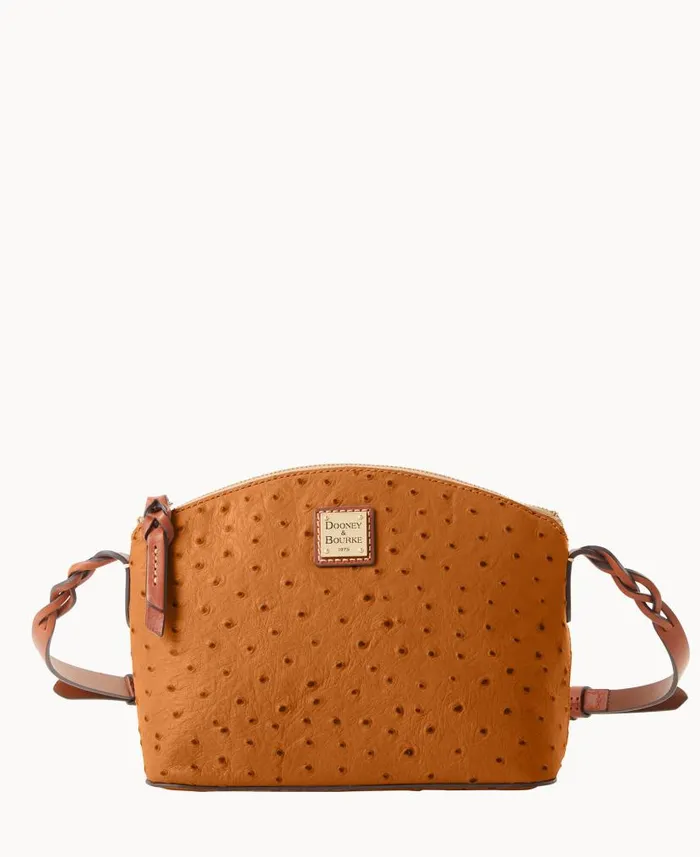 Dooney and Bourke Ostrich Penny Crossbody Caramel WomenMen Crossbodies