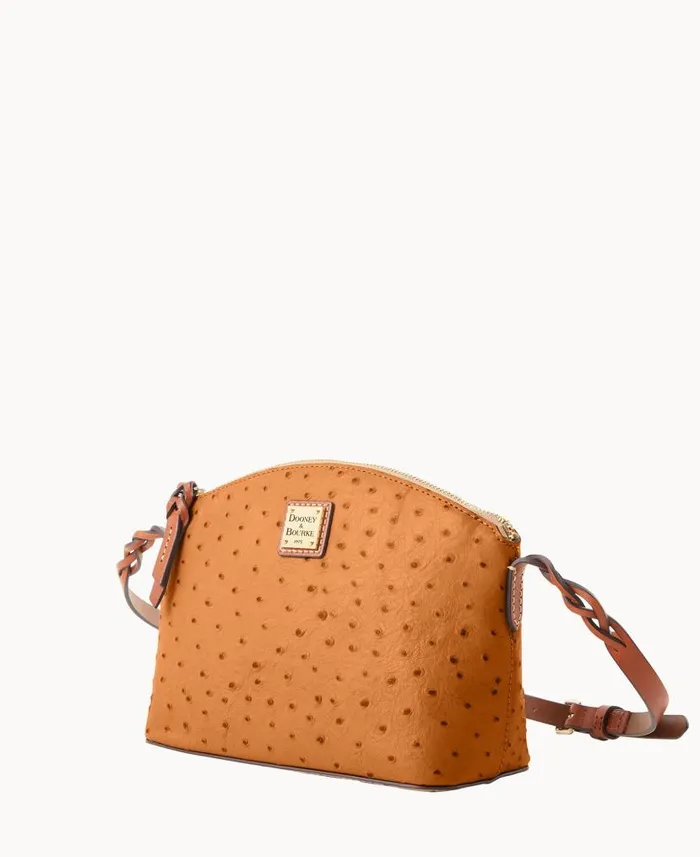 Dooney and Bourke Ostrich Penny Crossbody Caramel WomenMen Crossbodies