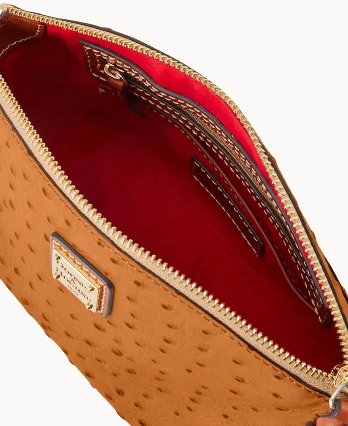Dooney and Bourke Ostrich Penny Crossbody Caramel WomenMen Crossbodies