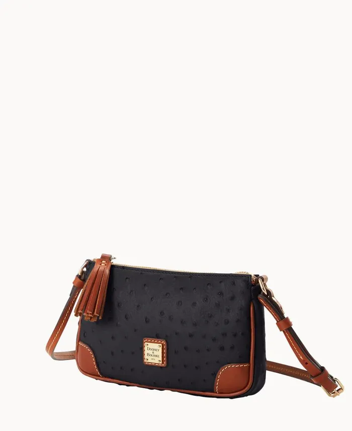 Dooney and Bourke Ostrich Slim Crossbody Black WomenMen Crossbodies