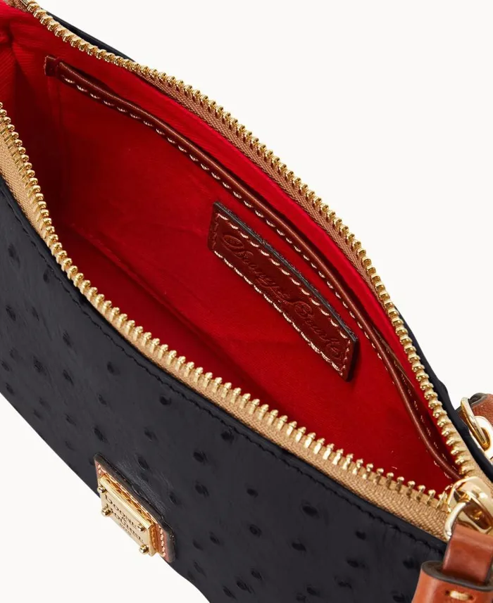 Dooney and Bourke Ostrich Slim Crossbody Black WomenMen Crossbodies