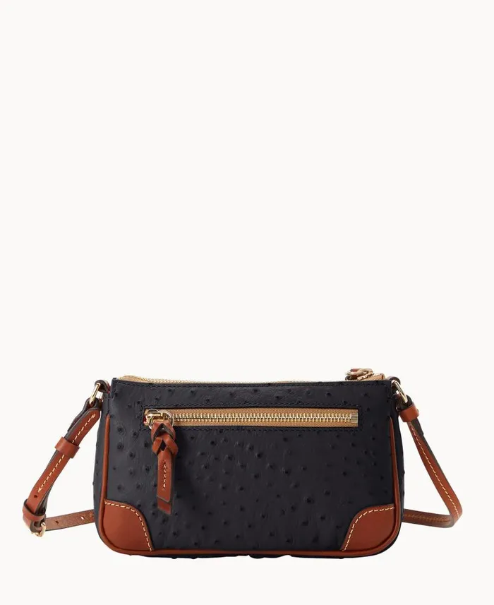 Dooney and Bourke Ostrich Slim Crossbody Black WomenMen Crossbodies