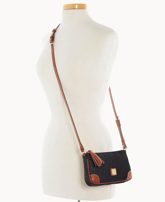 Dooney and Bourke Ostrich Slim Crossbody Black WomenMen Crossbodies