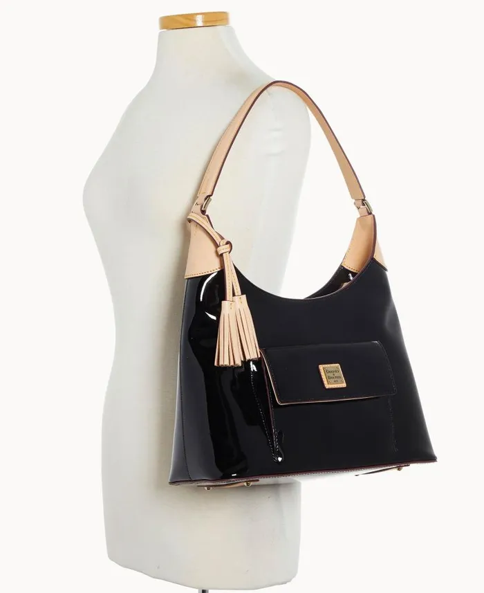 Dooney and Bourke Patent Hobo Black WomenMen Shoulder Bags