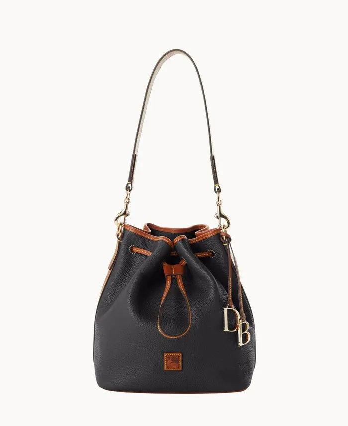 Dooney and Bourke Pebble Grain Drawstring Black WomenMen Shoulder Bags