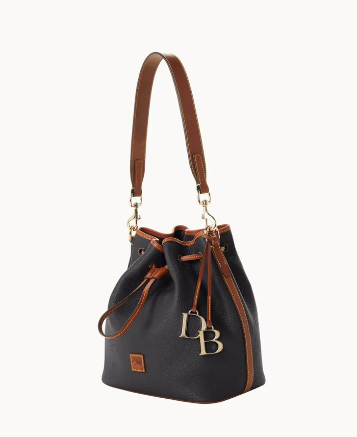 Dooney and Bourke Pebble Grain Drawstring Black WomenMen Shoulder Bags