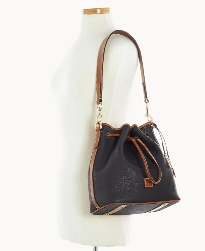 Dooney and Bourke Pebble Grain Drawstring Black WomenMen Shoulder Bags