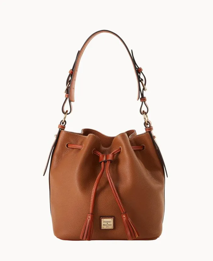 Dooney and Bourke Pebble Grain Drawstring Caramel WomenMen Shoulder Bags