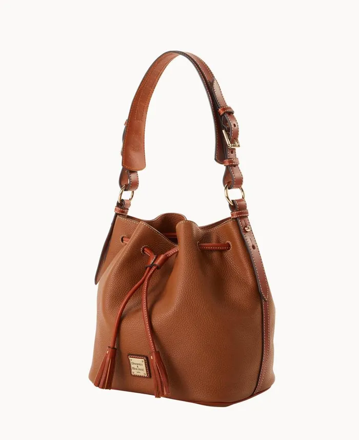 Dooney and Bourke Pebble Grain Drawstring Caramel WomenMen Shoulder Bags