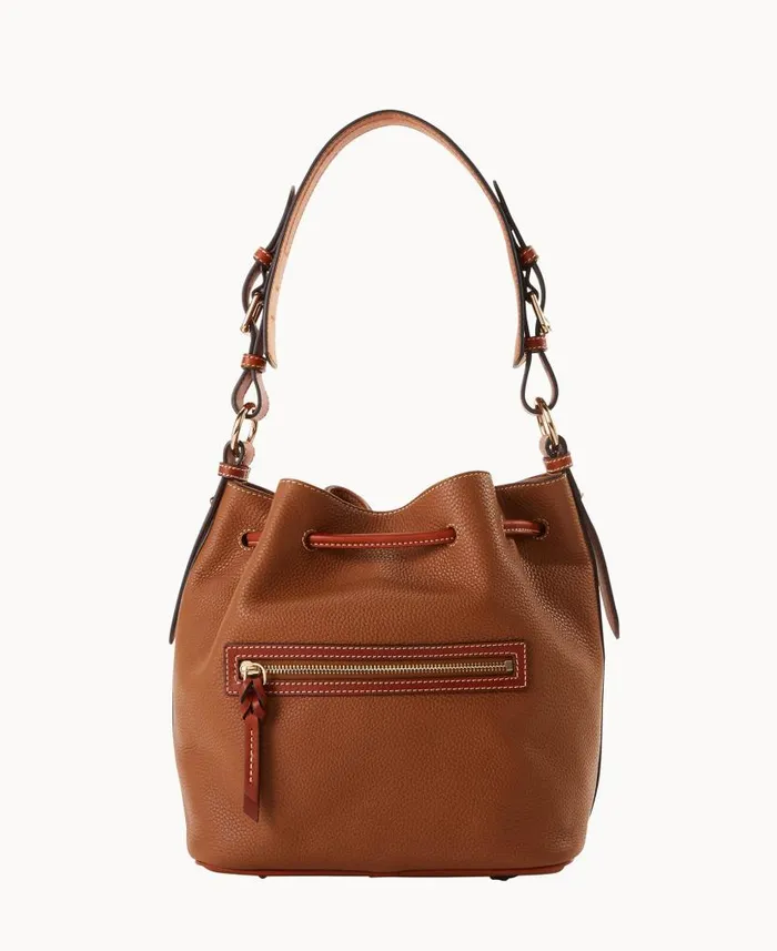 Dooney and Bourke Pebble Grain Drawstring Caramel WomenMen Shoulder Bags