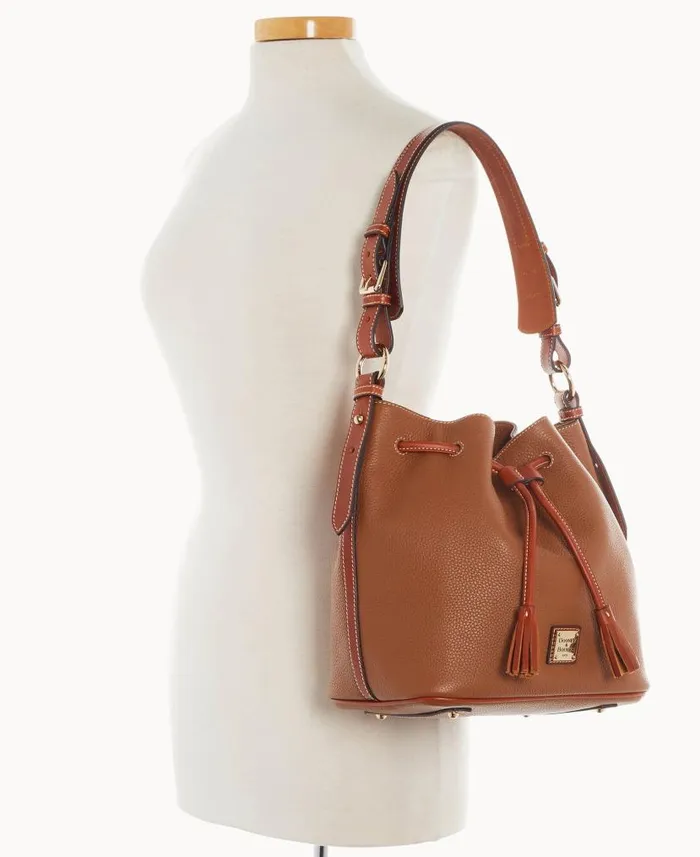 Dooney and Bourke Pebble Grain Drawstring Caramel WomenMen Shoulder Bags