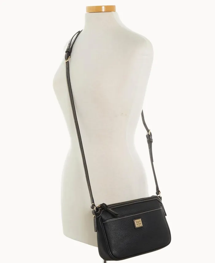 Dooney and Bourke Pebble Grain East West Pocket Crossbody Black Black WomenMen Crossbodies Dooney and Bourke Pebble Grain East West Pocket Crossbody Black Black WomenMen Crossbodies