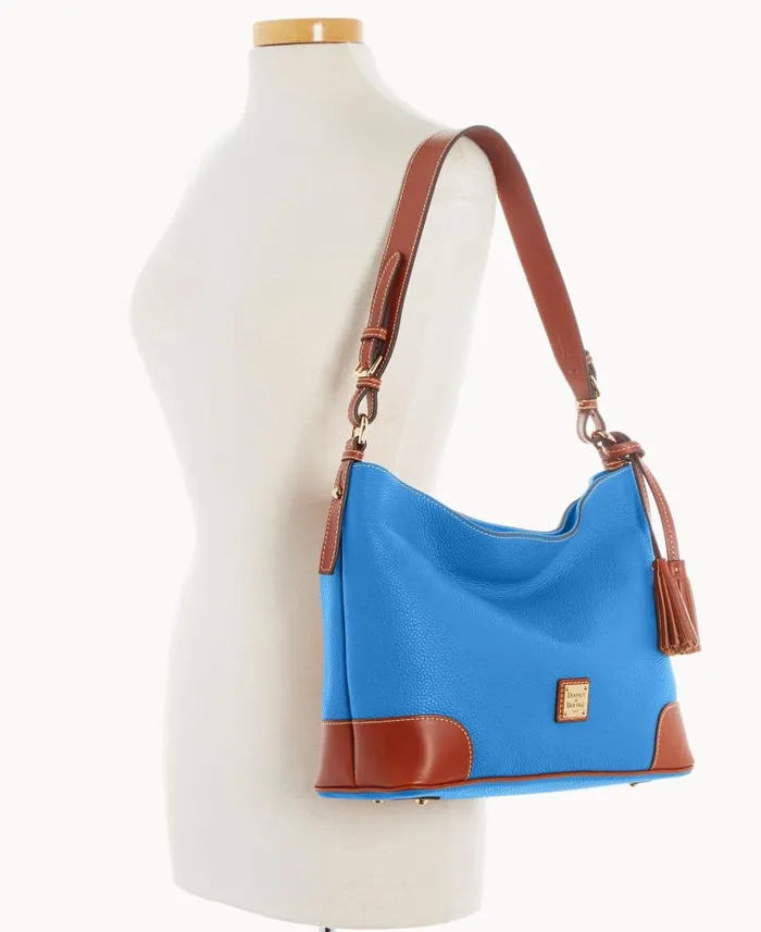Dooney and Bourke Pebble Grain Large Sac Azure WomenMen Shoulder Bags