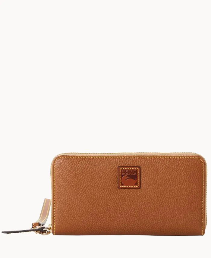 Dooney and Bourke Pebble Grain Large Zip Around Wristlet Caramel WomenMen Wallets Dooney and Bourke Pebble Grain Large Zip Around Wristlet Caramel WomenMen Wallets
