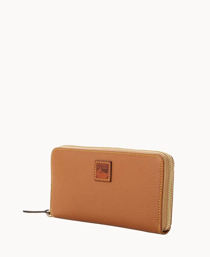 Dooney and Bourke Pebble Grain Large Zip Around Wristlet Caramel WomenMen Wallets Dooney and Bourke Pebble Grain Large Zip Around Wristlet Caramel WomenMen Wallets