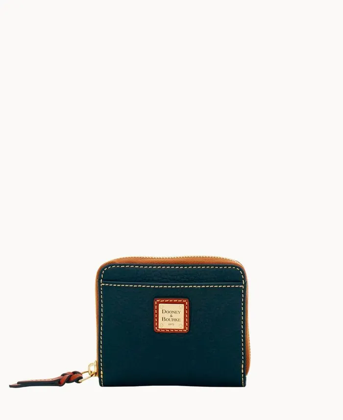Dooney and Bourke Pebble Grain Small Zip Around Black WomenMen Wallets