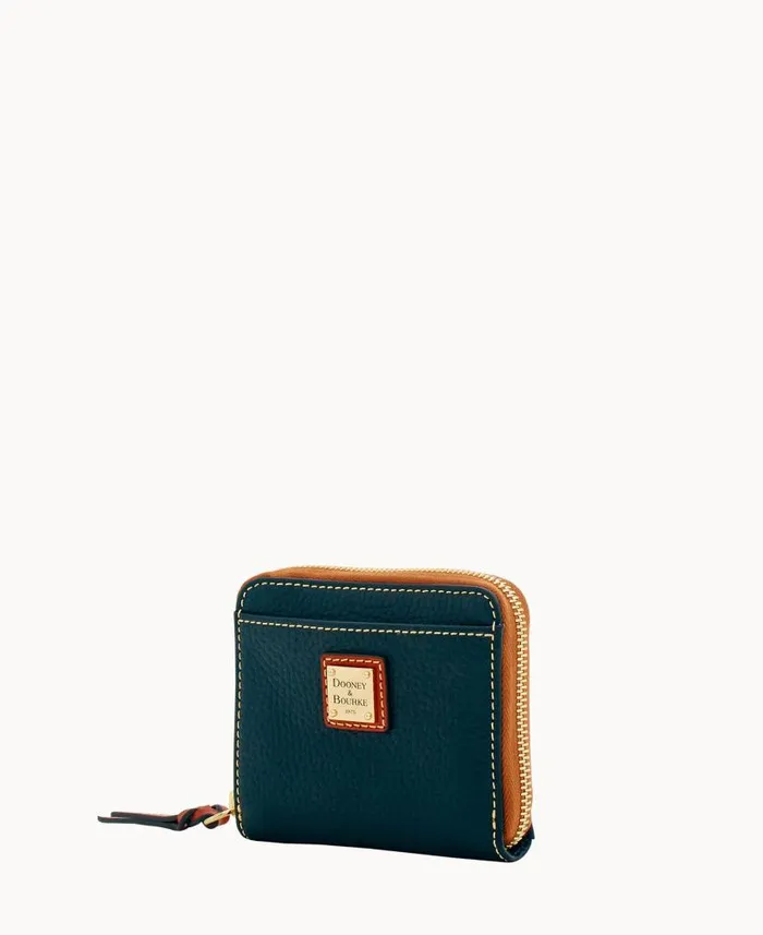 Dooney and Bourke Pebble Grain Small Zip Around Black WomenMen Wallets