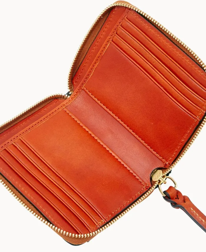 Dooney and Bourke Pebble Grain Small Zip Around Black WomenMen Wallets