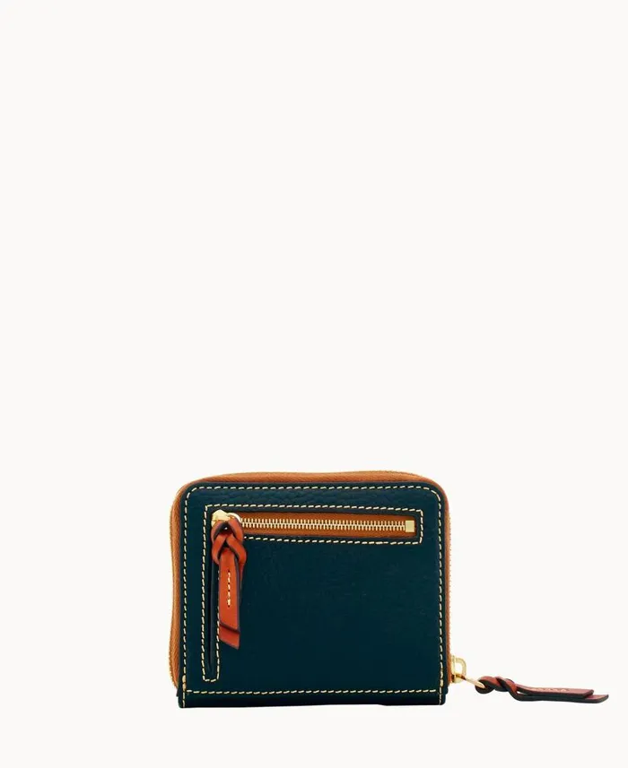 Dooney and Bourke Pebble Grain Small Zip Around Black WomenMen Wallets