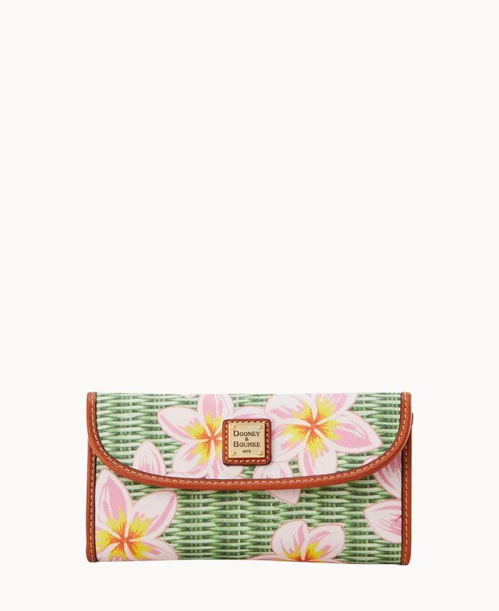 Dooney and Bourke Plumeria Continental Clutch Pink Green WomenMen Wallets