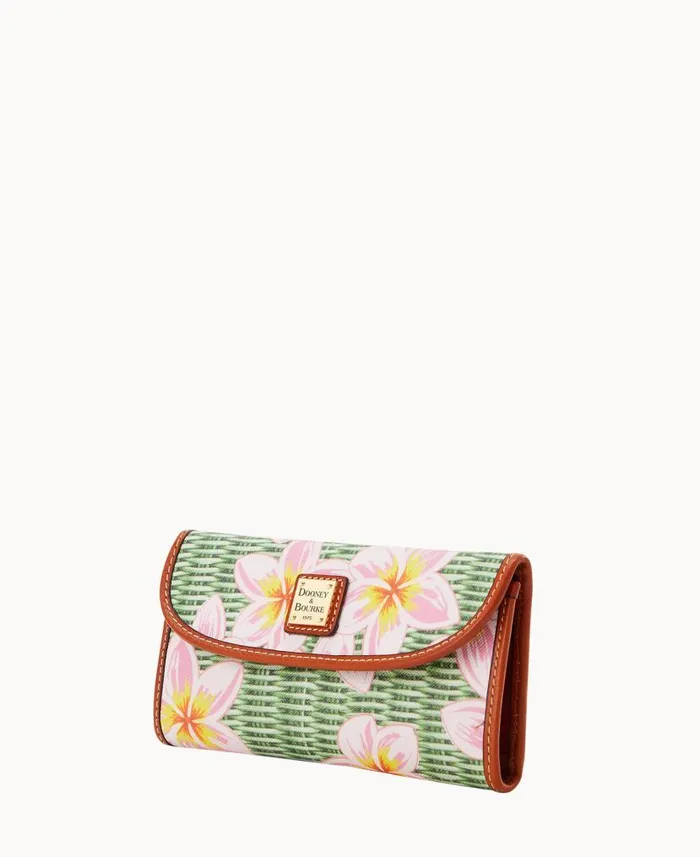 Dooney and Bourke Plumeria Continental Clutch Pink Green WomenMen Wallets
