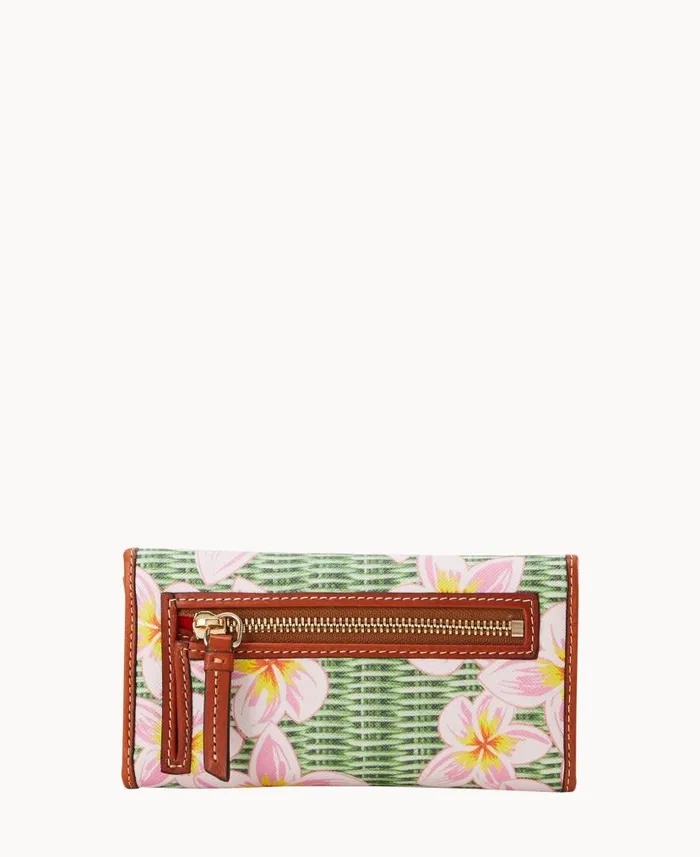 Dooney and Bourke Plumeria Continental Clutch Pink Green WomenMen Wallets