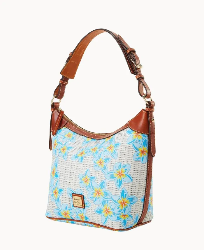 Dooney and Bourke Plumeria Hobo Sac Sky Blue White WomenMen Shoulder Bags