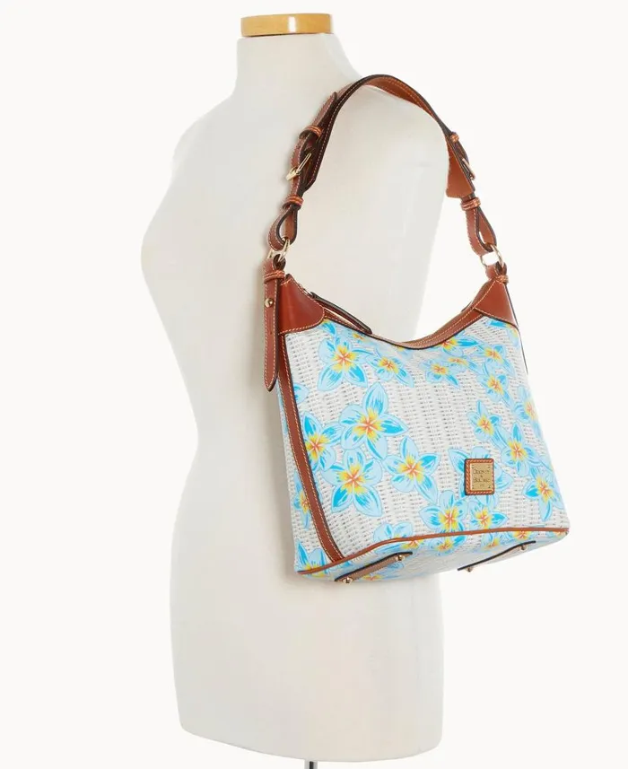Dooney and Bourke Plumeria Hobo Sac Sky Blue White WomenMen Shoulder Bags