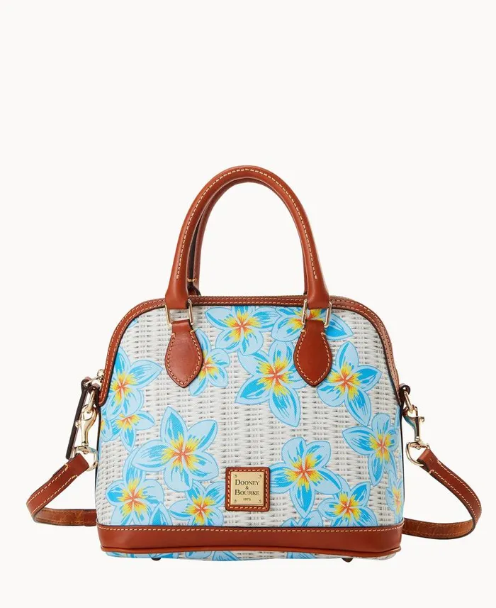 Dooney and Bourke Plumeria Satchel Sky Blue White WomenMen Satchels