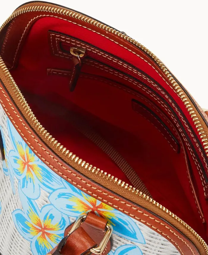 Dooney and Bourke Plumeria Satchel Sky Blue White WomenMen Satchels