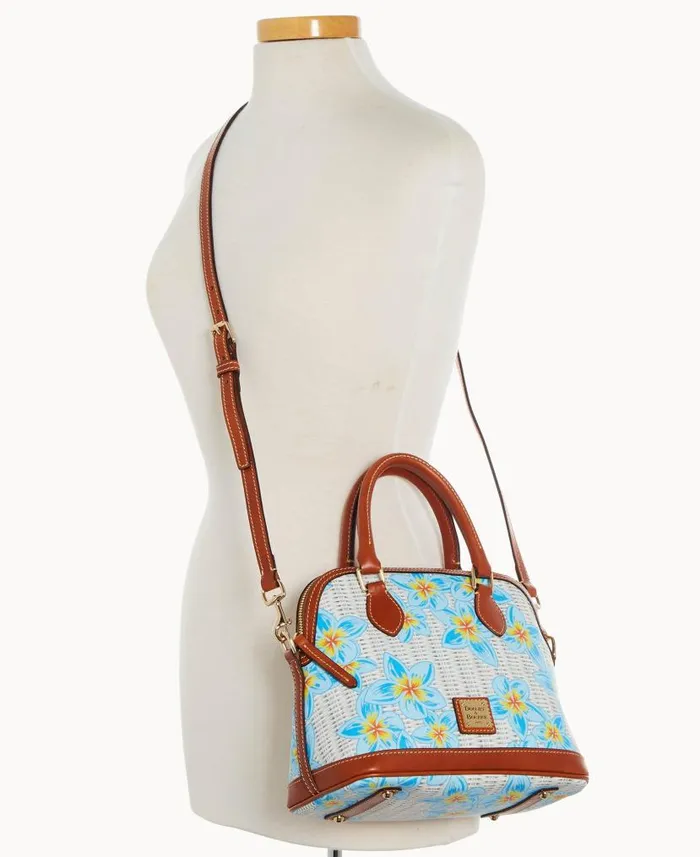 Dooney and Bourke Plumeria Satchel Sky Blue White WomenMen Satchels