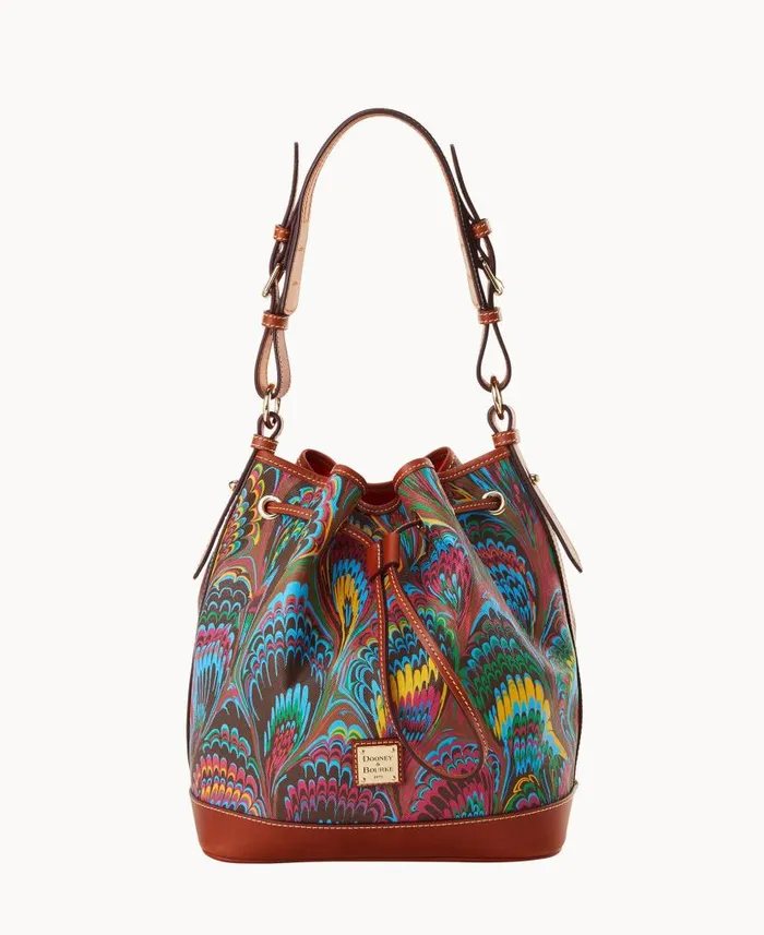 Dooney and Bourke Plumes Drawstring Brown WomenMen Shoulder Bags