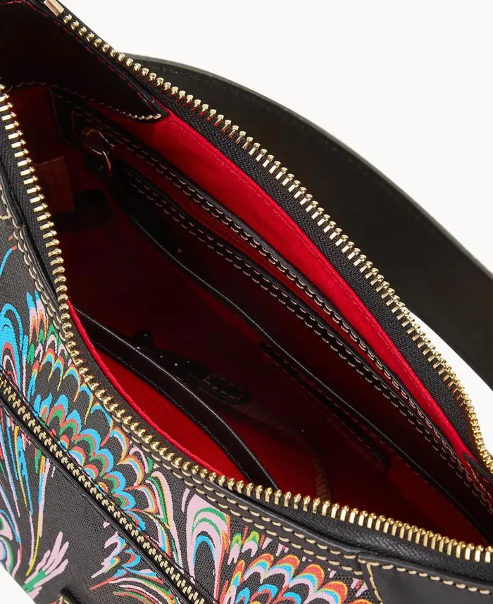 Dooney and Bourke Plumes Small Hobo Black WomenMen Shoulder Bags