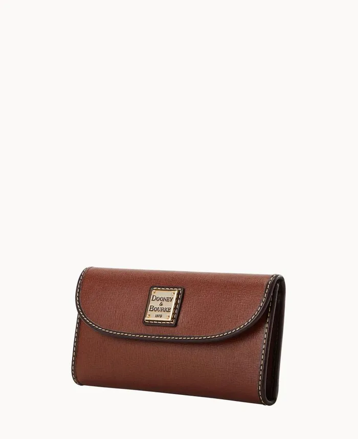 Dooney and Bourke Saffiano Continental Clutch Amber WomenMen Wallets