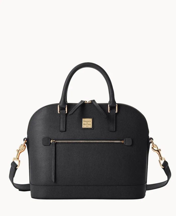 Dooney and Bourke Saffiano Domed Zip Satchel Black WomenMen Satchels