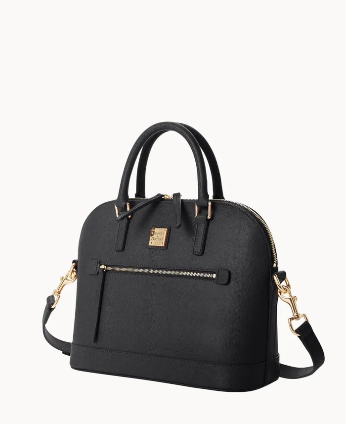 Dooney and Bourke Saffiano Domed Zip Satchel Black WomenMen Satchels