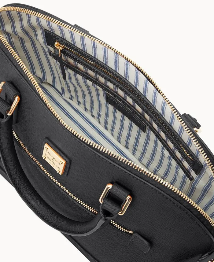 Dooney and Bourke Saffiano Domed Zip Satchel Black WomenMen Satchels