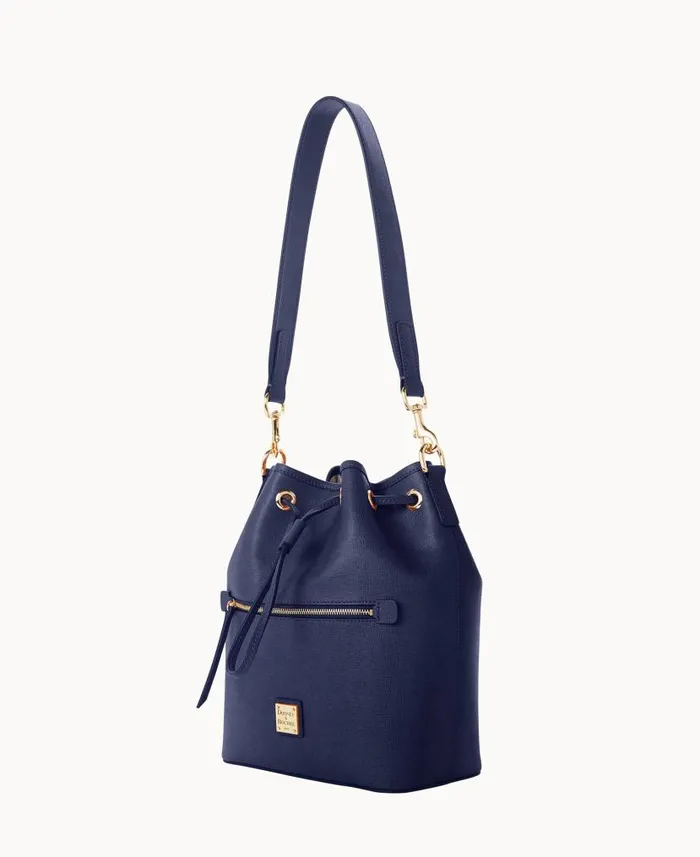 Dooney and Bourke Saffiano Drawstring Marine WomenMen Shoulder Bags