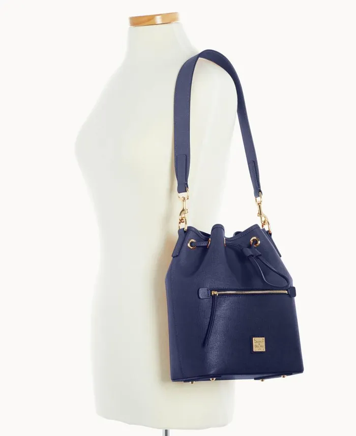 Dooney and Bourke Saffiano Drawstring Marine WomenMen Shoulder Bags