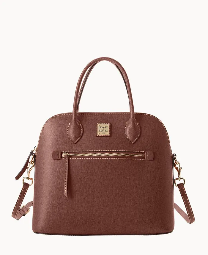 Dooney and Bourke Saffiano Large Domed Satchel Amber WomenMen Satchels