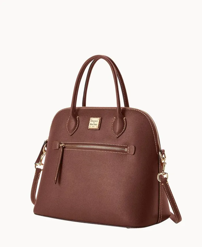Dooney and Bourke Saffiano Large Domed Satchel Amber WomenMen Satchels