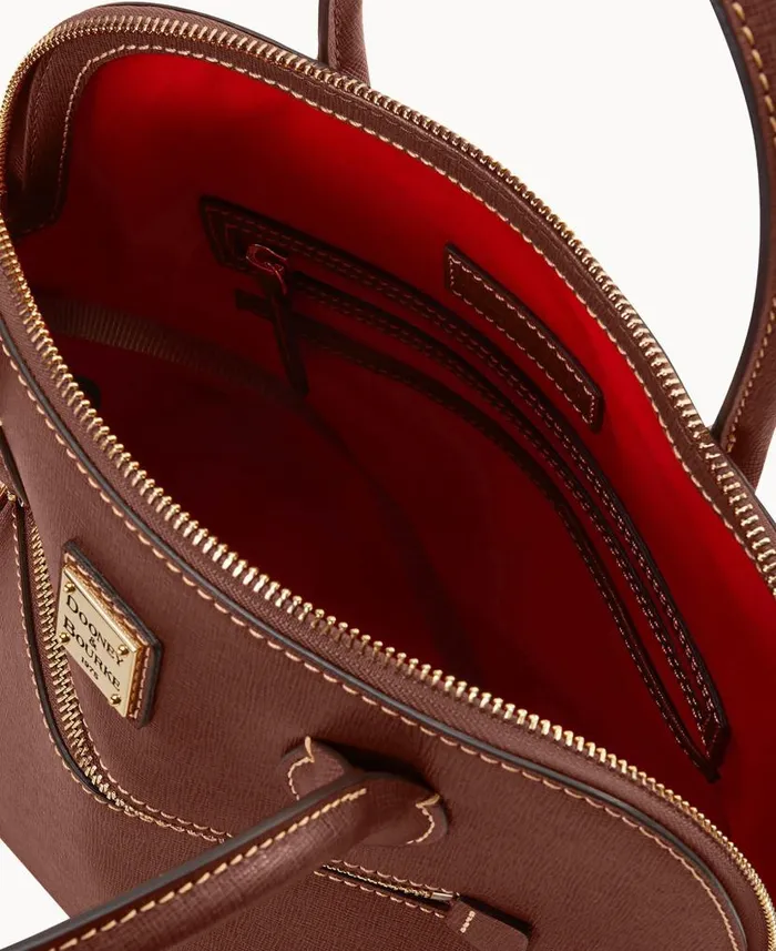 Dooney and Bourke Saffiano Large Domed Satchel Amber WomenMen Satchels