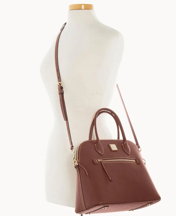 Dooney and Bourke Saffiano Large Domed Satchel Amber WomenMen Satchels