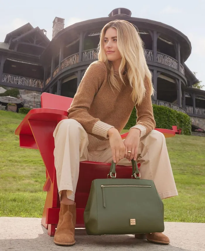 Dooney and Bourke Saffiano Zip Satchel Marine WomenMen Satchels