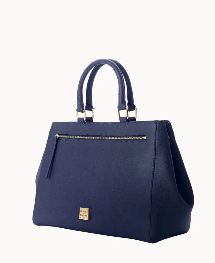 Dooney and Bourke Saffiano Zip Satchel Marine WomenMen Satchels