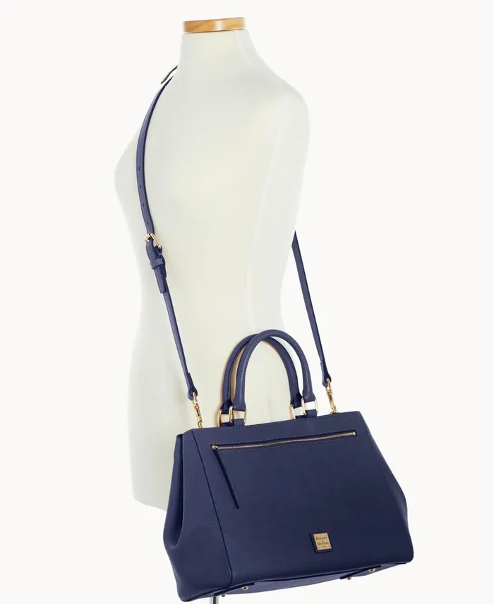Dooney and Bourke Saffiano Zip Satchel Marine WomenMen Satchels