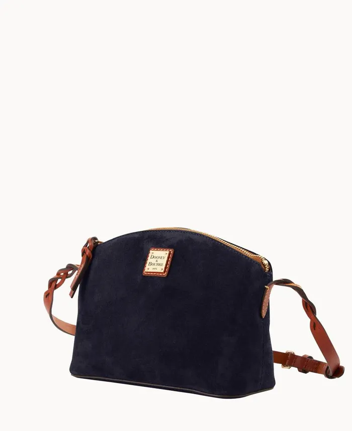 Dooney and Bourke Suede Penny Crossbody Navy WomenMen Crossbodies