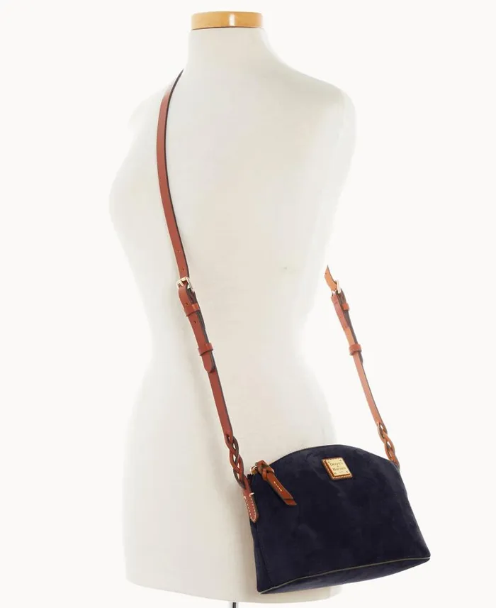 Dooney and Bourke Suede Penny Crossbody Navy WomenMen Crossbodies