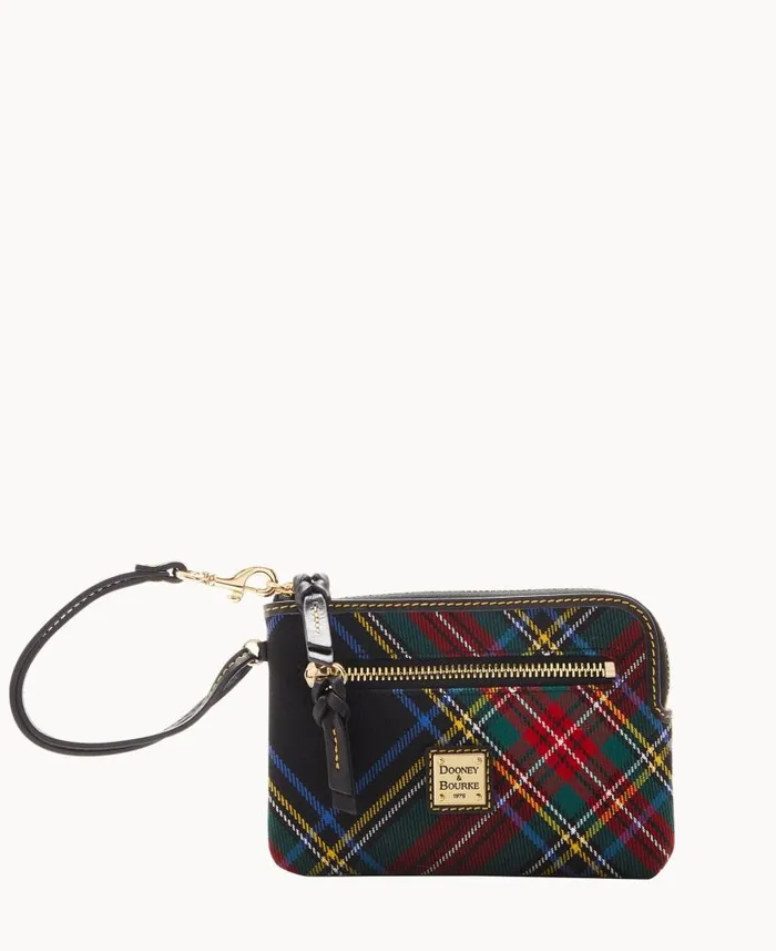 Dooney and Bourke Tartan Zip Around Wristlet Black WomenMen Wallets