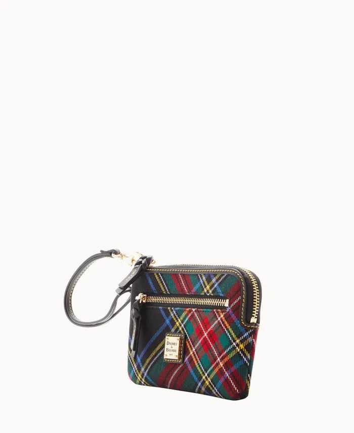 Dooney and Bourke Tartan Zip Around Wristlet Black WomenMen Wallets